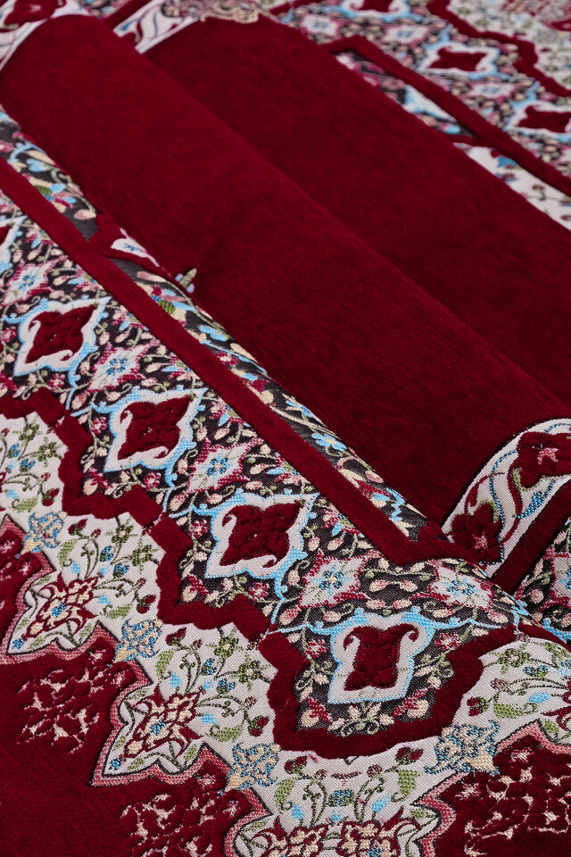 Bordo Rumi Desen Kabartmalı Özel Dokuma Seccade - 2