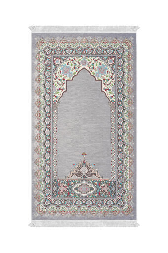 Gri Rumi Desen Kabartmalı Özel Dokuma Seccade 