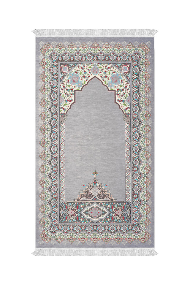 Gri Rumi Desen Kabartmalı Özel Dokuma Seccade 