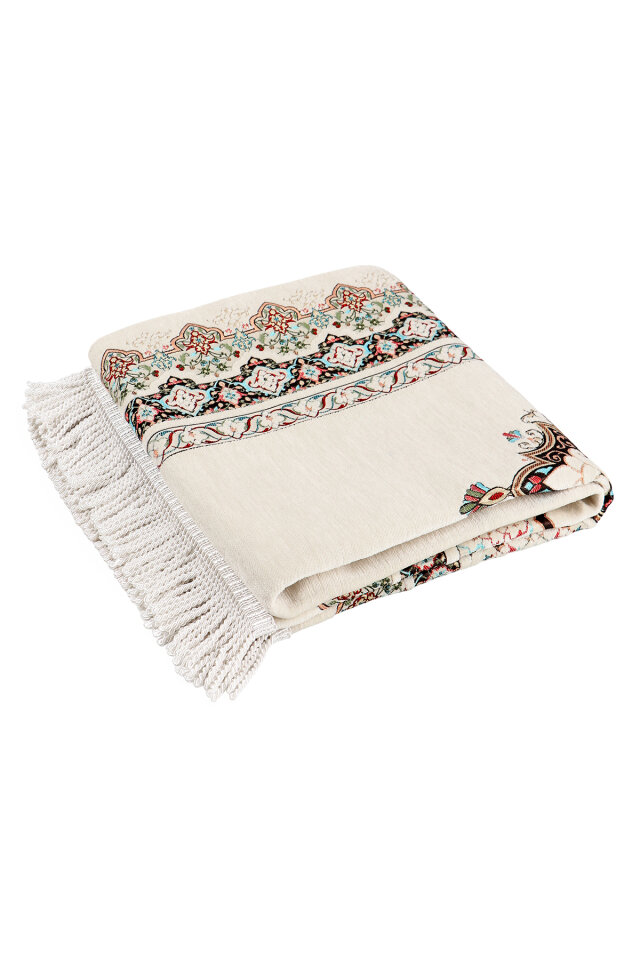 Krem Rumi Desen Kabartmalı Özel Dokuma Seccade - 5