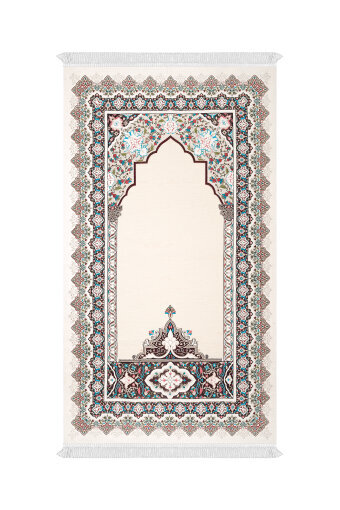 Krem Rumi Desen Kabartmalı Özel Dokuma Seccade 