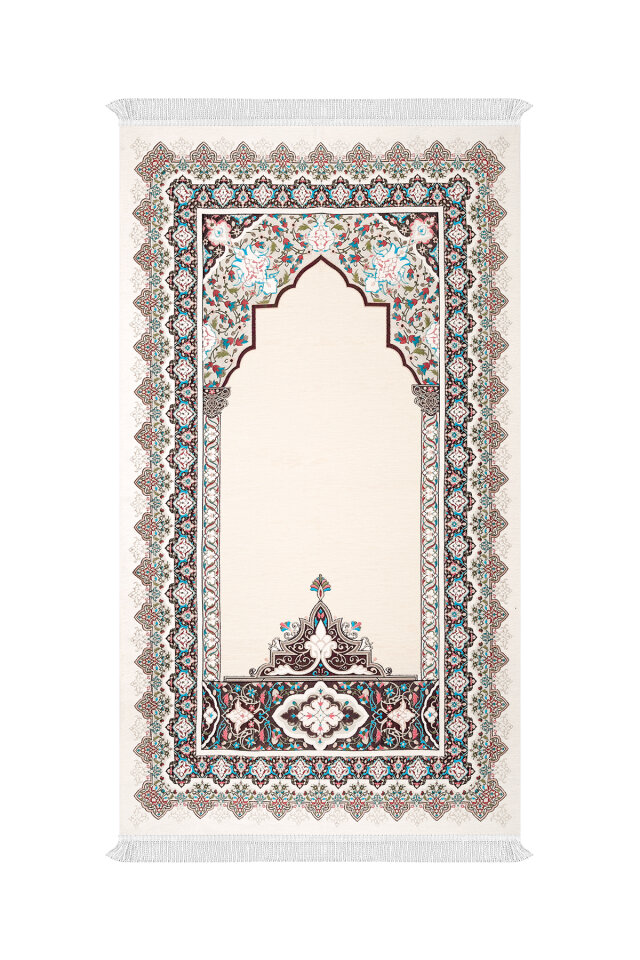 Krem Rumi Desen Kabartmalı Özel Dokuma Seccade 