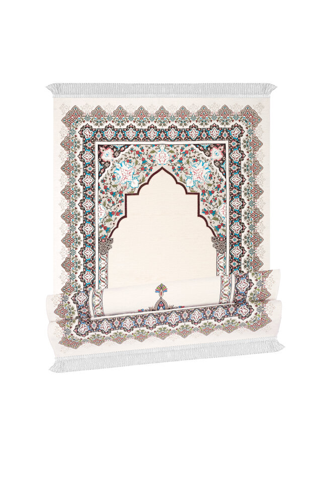 Krem Rumi Desen Kabartmalı Özel Dokuma Seccade - 4