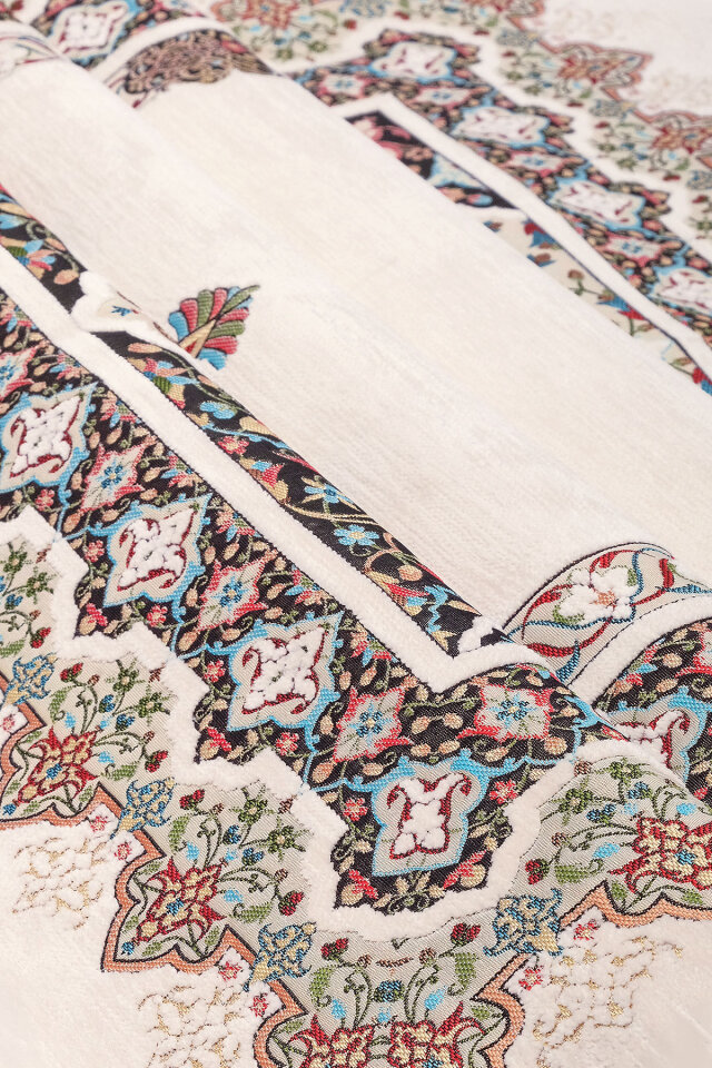 Krem Rumi Desen Kabartmalı Özel Dokuma Seccade - 2