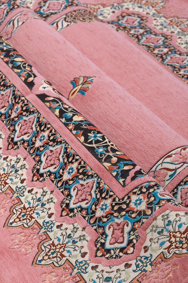 Pembe Rumi Desen Kabartmalı Özel Dokuma Seccade - 2