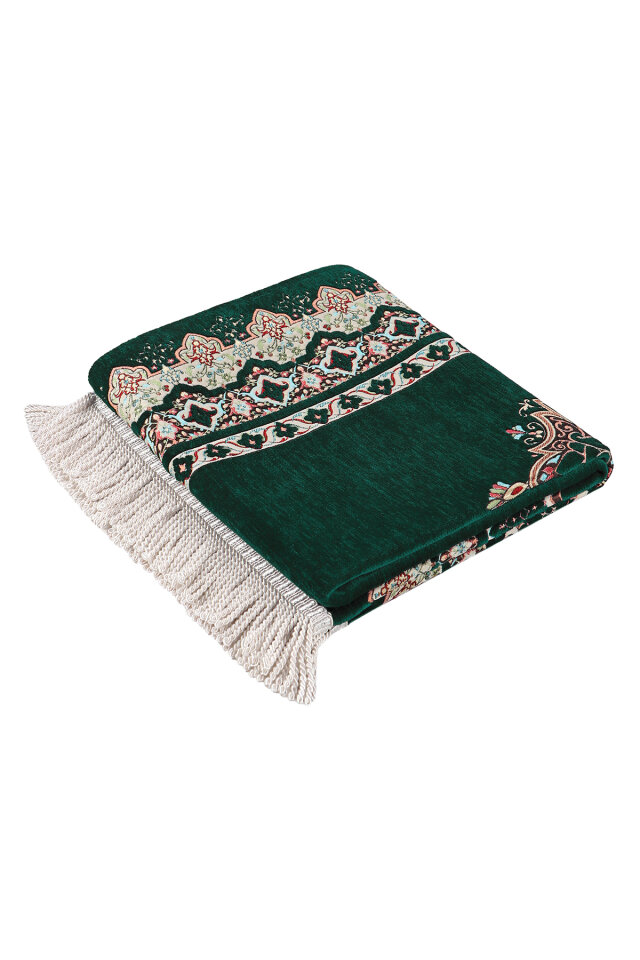 Zümrüt Rumi Desen Kabartmalı Özel Dokuma Seccade - 5