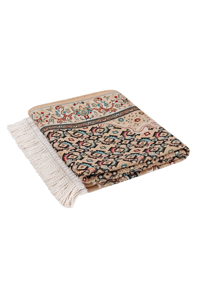 Bej Şal Desen Kabartmalı Özel Dokuma Seccade - 5