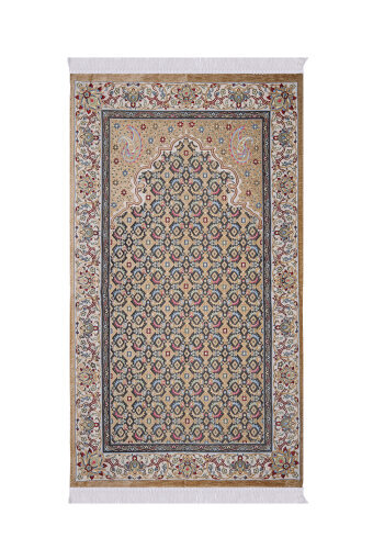 Bej Şal Desen Kabartmalı Özel Dokuma Seccade 