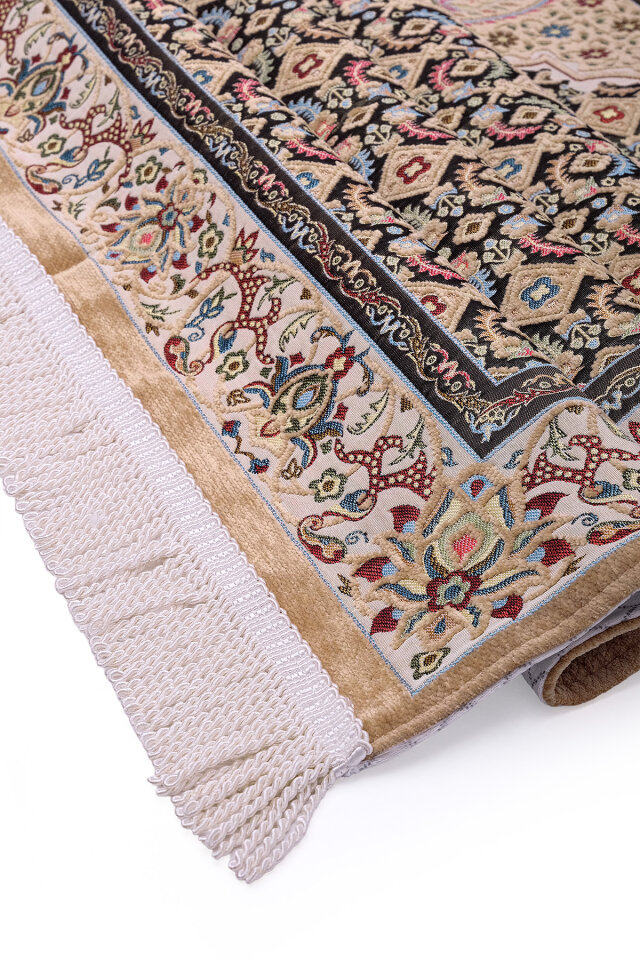 Bej Şal Desen Kabartmalı Özel Dokuma Seccade - 3