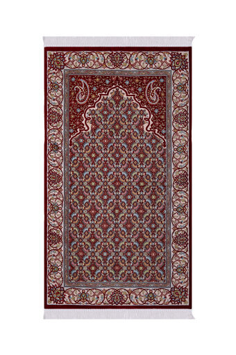 Bordo Şal Desen Kabartmalı Özel Dokuma Seccade 