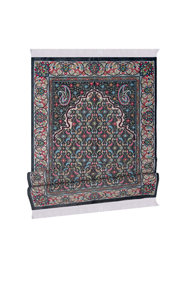 Füme Şal Desen Kabartmalı Özel Dokuma Seccade - 4