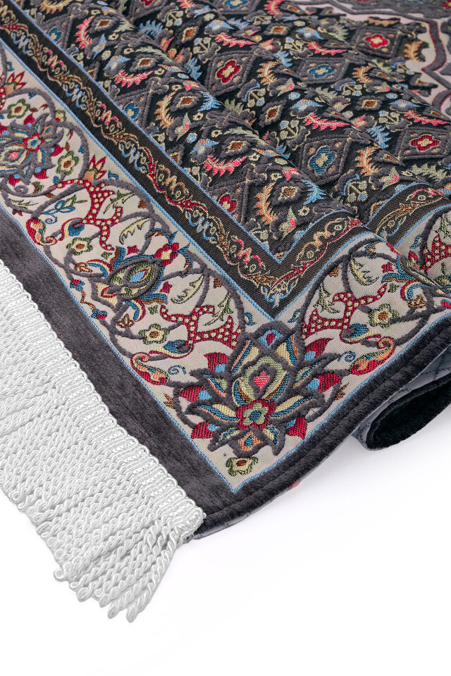 Füme Şal Desen Kabartmalı Özel Dokuma Seccade - 3