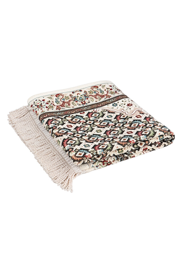 Krem Şal Desen Kabartmalı Özel Dokuma Seccade - 5