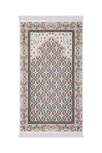 Krem Şal Desen Kabartmalı Özel Dokuma Seccade 