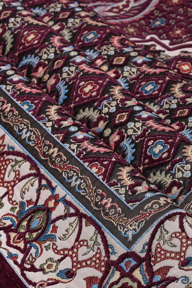 Mürdüm Şal Desen Kabartmalı Özel Dokuma Seccade - 2