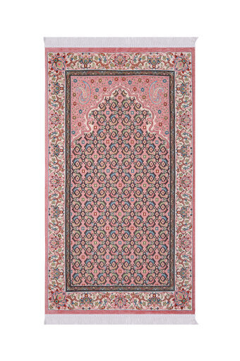 Pembe Şal Desen Kabartmalı Özel Dokuma Seccade 