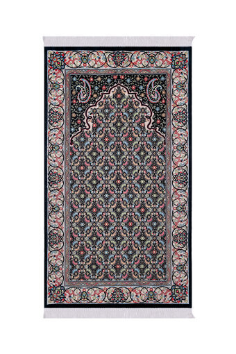 Siyah Şal Desen Kabartmalı Özel Dokuma Seccade 