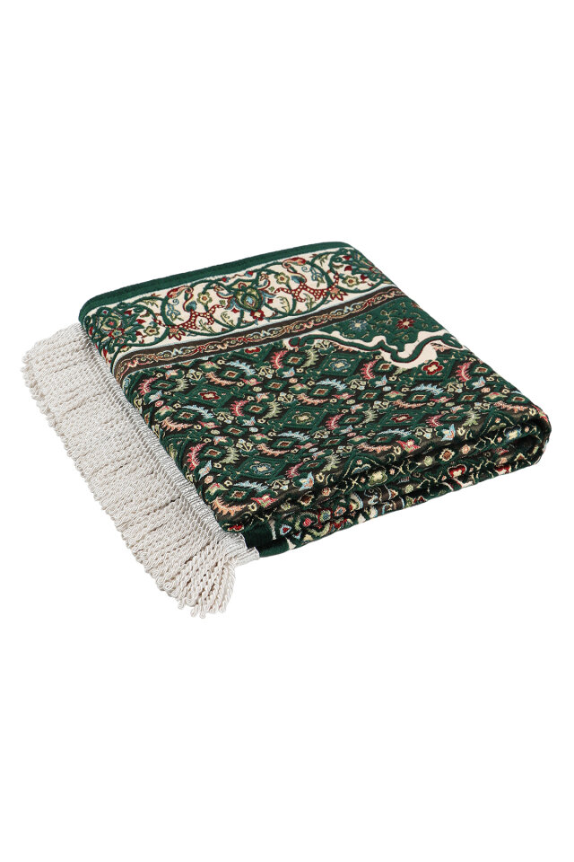 Zümrüt Şal Desen Kabartmalı Özel Dokuma Seccade - 5