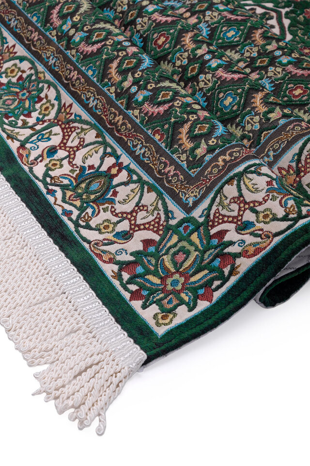 Zümrüt Şal Desen Kabartmalı Özel Dokuma Seccade - 3