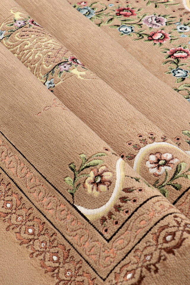 Bej Sarmaşık Desen Kabartmalı Özel Dokuma Seccade - 2