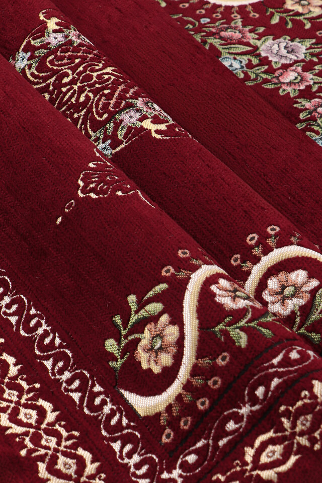 Bordo Sarmaşık Desen Kabartmalı Özel Dokuma Seccade - 2