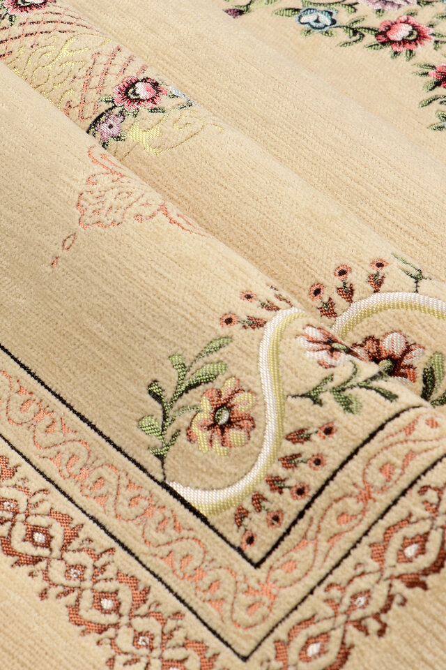 Sarı Sarmaşık Desen Kabartmalı Özel Dokuma Seccade - 2