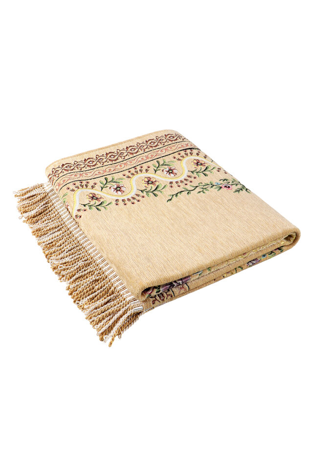 Sarı Sarmaşık Desen Kabartmalı Özel Dokuma Seccade - 5