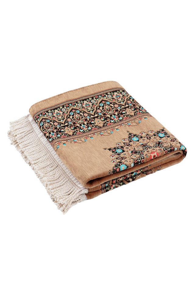 Bej Şemse Desen Kabartmalı Özel Dokuma Seccade - 5