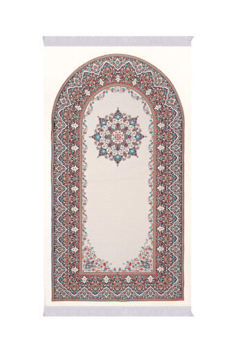 Krem Şemse Desen Kabartmalı Özel Dokuma Seccade 