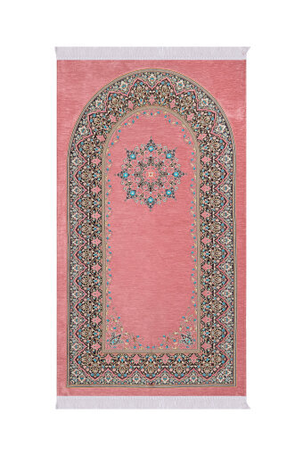 Pembe Şemse Desen Kabartmalı Özel Dokuma Seccade 