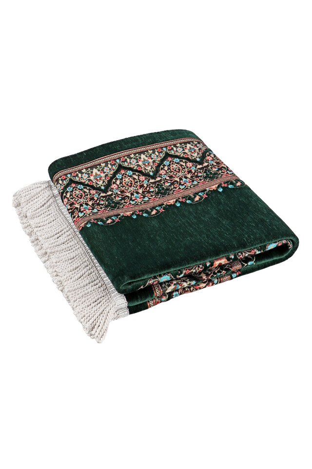 Zümrüt Şemse Desen Kabartmalı Özel Dokuma Seccade - 5