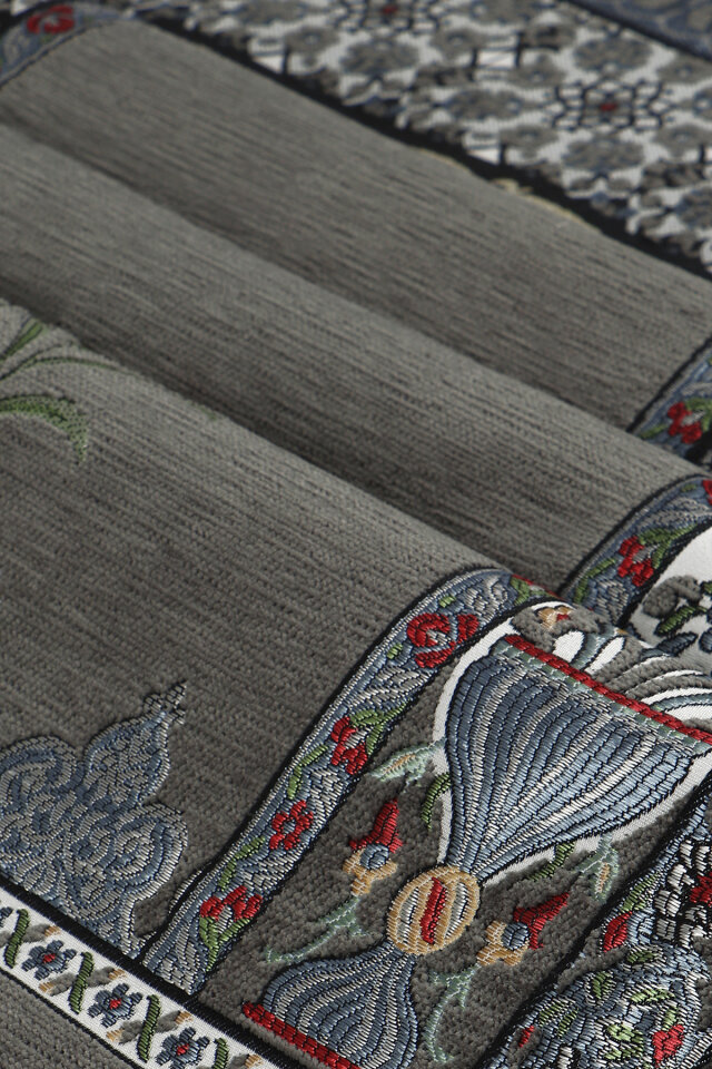 Füme Osmanlı Lale Desen Kabartmalı Özel Dokuma Seccade - 2