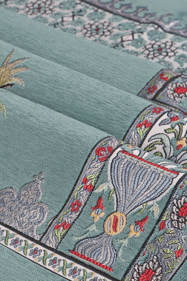 Mint Osmanlı Lale Desen Kabartmalı Özel Dokuma Seccade - 2