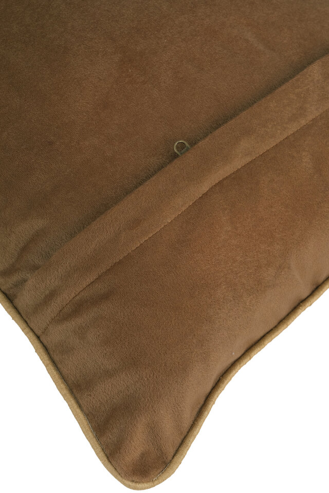 Acı Kahve İşlemeli Kadife Kırlent - 3