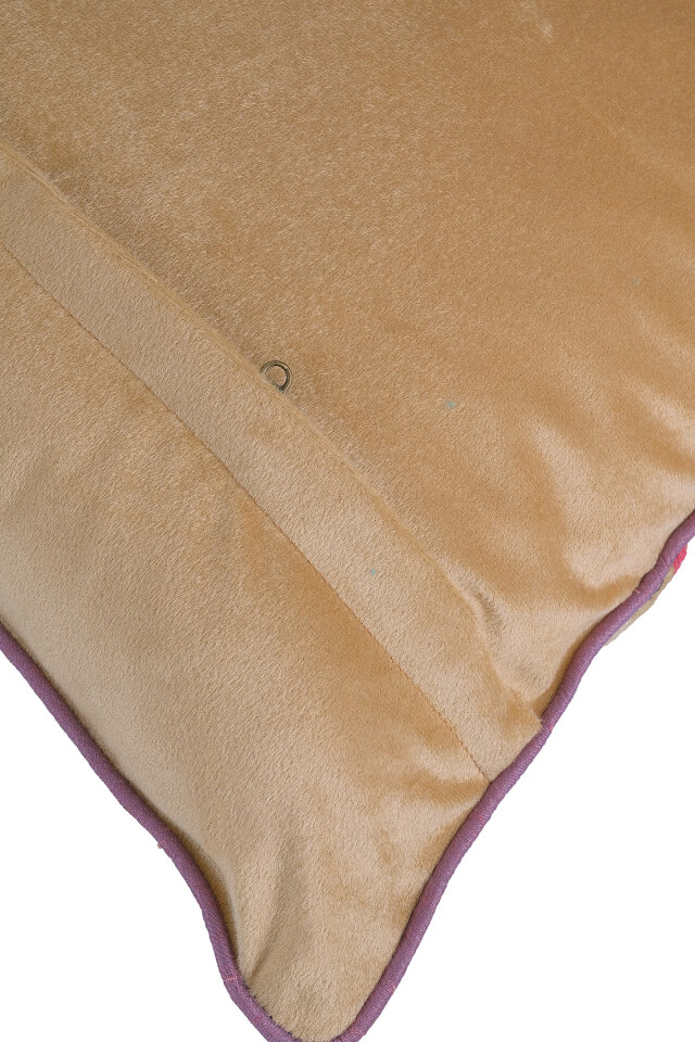 Bej İşlemeli Kadife Kırlent - 3