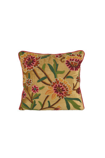 Hardal İşlemeli Kadife Kırlent 