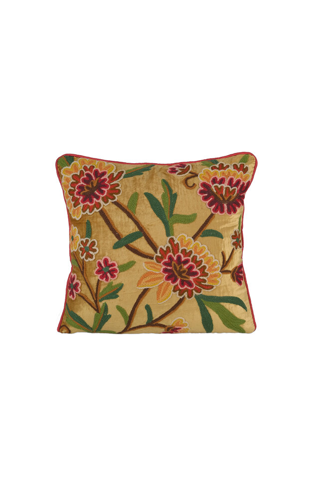 Hardal İşlemeli Kadife Kırlent - Bursa İpek