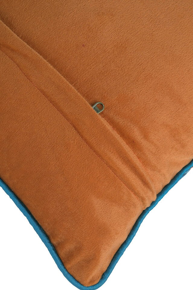 Turuncu İşlemeli Kadife Kırlent - 3