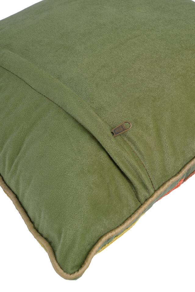 Yeşil İşlemeli Kadife Kırlent - 3