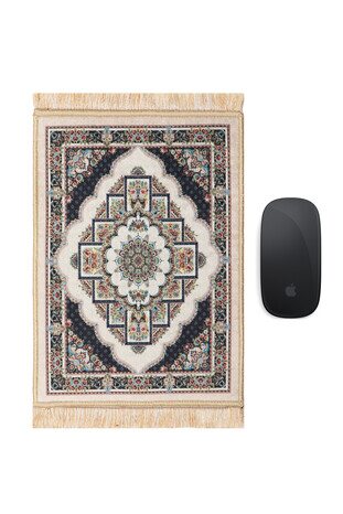Bej Dekoratif Küçük Halı Mousepad 