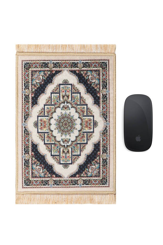 Bej Dekoratif Küçük Halı Mousepad - 1
