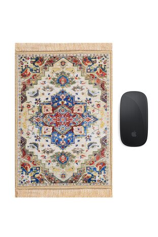 Bej Dekoratif Küçük Halı Mousepad 