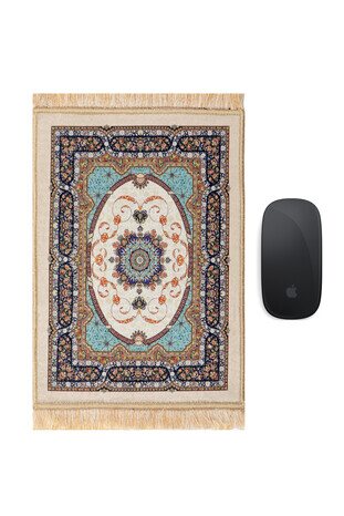 Bej Dekoratif Küçük Halı Mousepad 