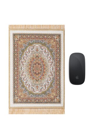 Beyaz Dekoratif Küçük Halı Mousepad 