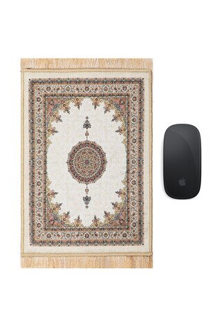 Beyaz Dekoratif Küçük Halı Mousepad 