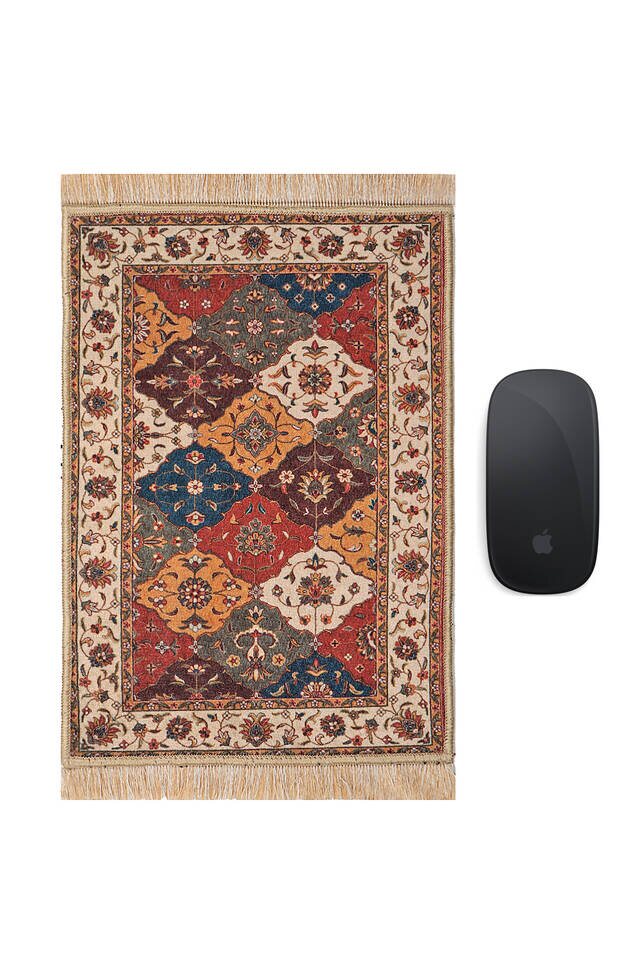 Kahverengi Dekoratif Küçük Halı Mousepad - Bursa İpek