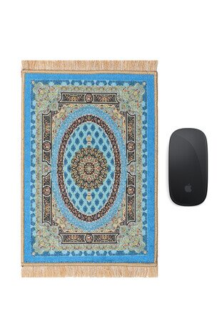 Turkuaz Dekoratif Küçük Halı Mousepad 