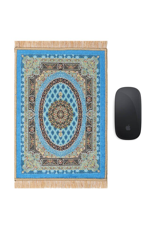 Turkuaz Dekoratif Küçük Halı Mousepad - 1
