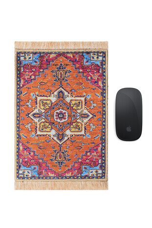 Turuncu Dekoratif Küçük Halı Mousepad 