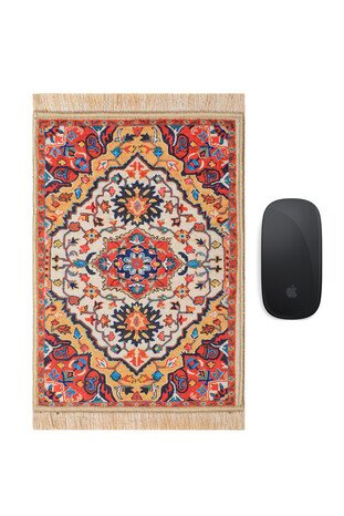 Turuncu Dekoratif Küçük Halı Mousepad 